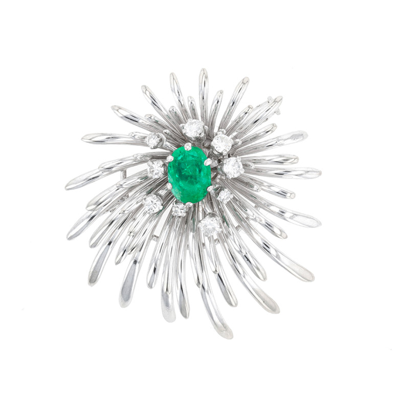 Acheter Broche vintage émeraude 0.88 carat et diamants 0.56 carat or blanc 17.61g Comme neuf - 2150,00 € Broche vintage émeraude 0.88 carat et diamants 0.56 carat or blanc 17.61g Comme neuf - reconditionné disponible sur Gemme Les Bijoux